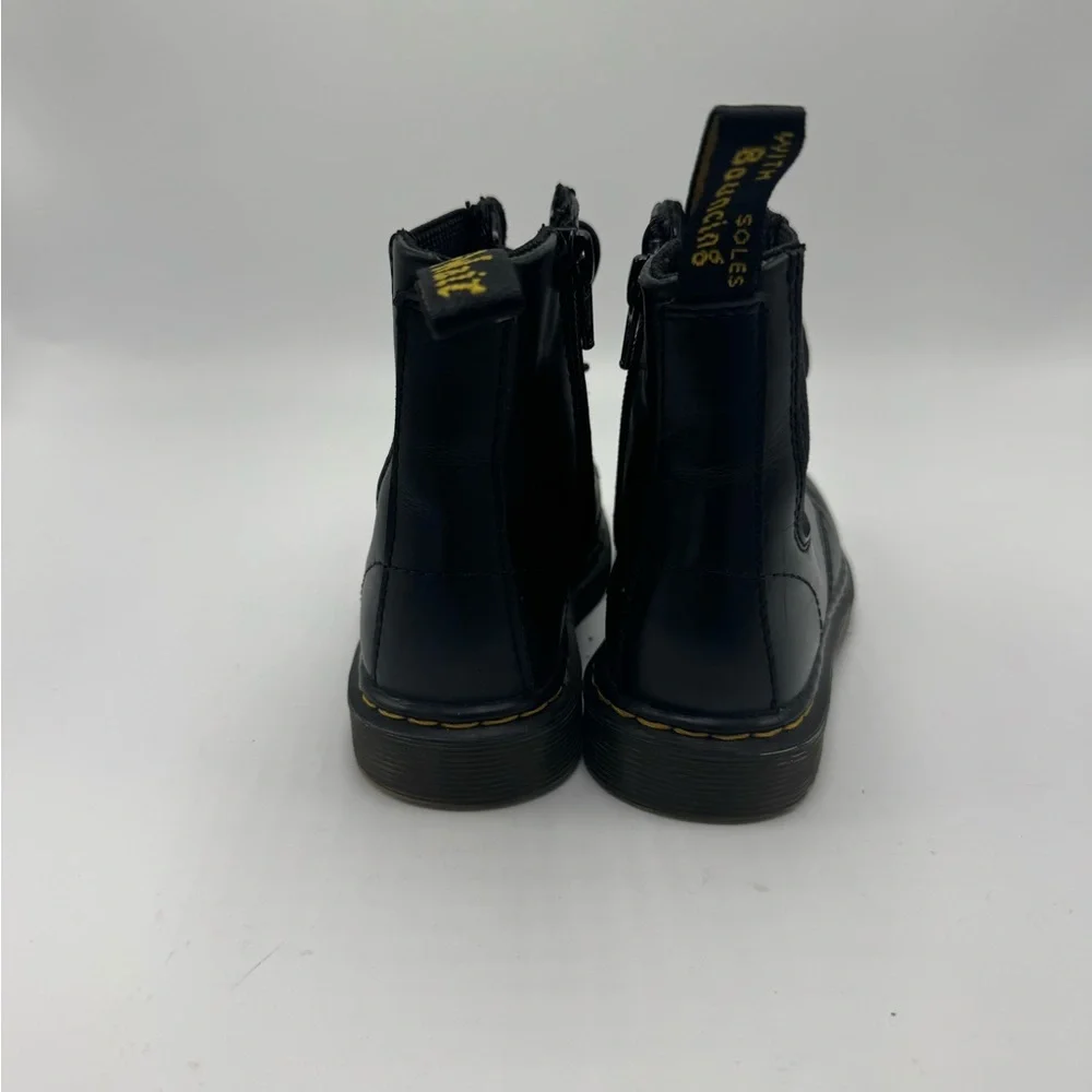 Dr. Martens Junior 1460 Harper Girls Size 11 Black Lace Up Boots Side Zip Combat